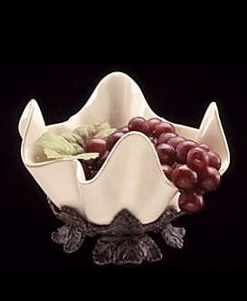 Arthur Court “Grape Tuscan” Stand with Ceramic Bowl, 7″