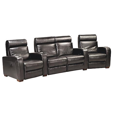 Aurora Black 4-Seat Leather Home Theater Package