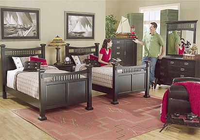 Mission Black 5 Pc Twin Panel Guest Bedroom