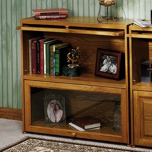 Aaron Honey Oak Bookcase with Glass Doors