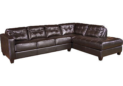 Allston Chocolate Bicast Leather 2 Pc Sectional