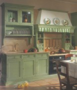 Aqua green painted kitchen