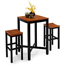 Bar Table, Black with Oak Finish Veneer Top