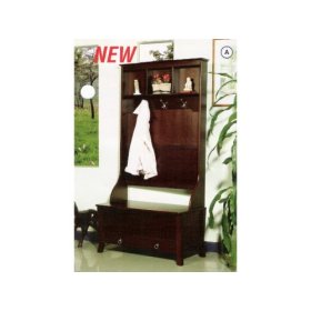 Espresso finish wood hall tree storage boot bench