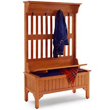 Hall Tree and Storage Bench, Oak