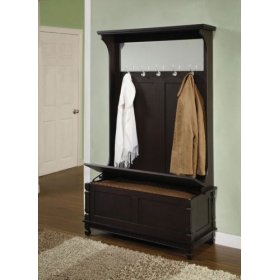 Contemporary “Merlot” Hall Tree with Storage Bench By Powell Furniture