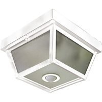 Heath Zenith Motion-Activated Five-Sided Porch Light, White Brass with Frosted Glass