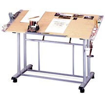 Home Styles Adjustable Drawing ‘n Craft Table, Maple and Silver