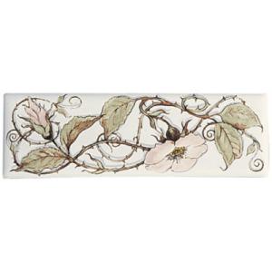 KOHLER Briar Rose Decorative Strip Tile, English Roses On Biscuit Background