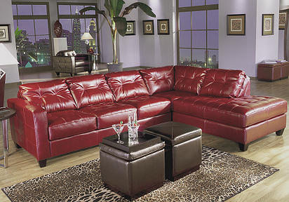 Allston Red Bicast Leather 4 Pc Livingroom