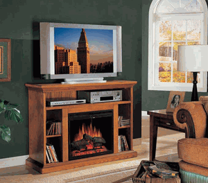 Oak Media Console Electric Fireplace - Classic Flame Beverly