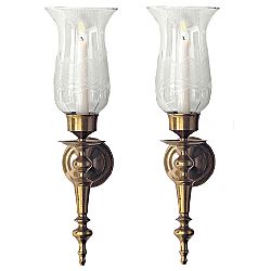 Pair of Etched Glass Wall Sconces