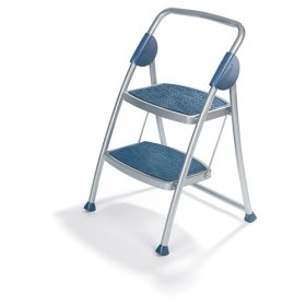 Polder LDR-6102 2-Step Designer Step Stool with Rail, Argento Silver