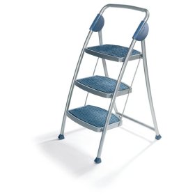 Polder LDR-6103 3-Step Designer Step Stool with Rail, Argento Silver