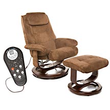 Relaxzen Premium Brown Microseude Reclining Massage Chair & Ottoman, 8 motors with Heat