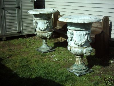 Super pair of Carved marble Antique planter/cups