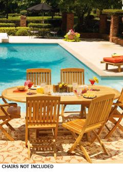 Teak Oval-Top Large Extending Table