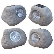 Tektrum Outdoor Solar Garden Rock Lights (Set of 4)