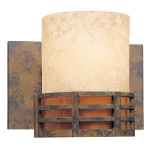 Hampton Bay 1-Light Bath In Golden Bronze Finish With Excavation and Tiffany Glass