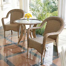 Woven Wicker 3-Piece Bistro Set