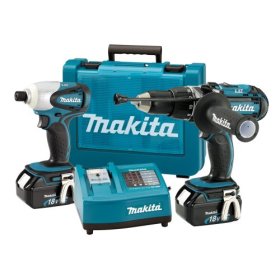 Makita LXT202 BHP451 18 Volt Hammer Drill & BTD140 18 Volt Impact Driver Lithium-Ion Combo Kit