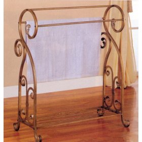 Antique Gold Finish Metal Towel/ Quilt Rack