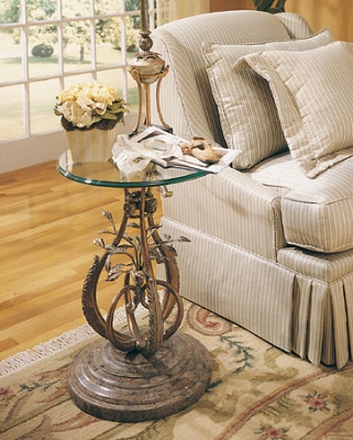 Garden Chairside Table with Glass Top