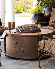 Gas Log Firepit & Lazy Susan