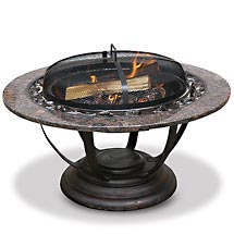 Granite Mantel Firepit with Cast Iron Detailing