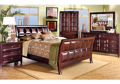 Hammond Merlot Sleigh 5 Pc Queen Bedroom