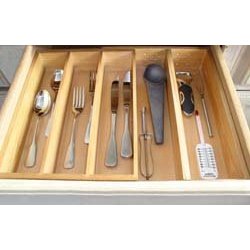 Kitchen Cutlery Tray-Expandable- 5 Section- Natural Wood