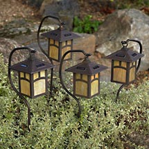 Malibu 4-Piece Solar Mission-Style Walk Lights, Rustic Bronze