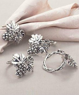 Arthur Court “Grape” Napkin Rings, Set of 4