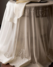 Scalloped White Table Linens