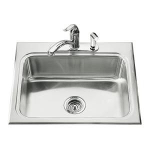 KOHLER Lyric Single-basin Self-rimming Kitchen Sink With Three-hole Faucet Punching, Stainless Steel
