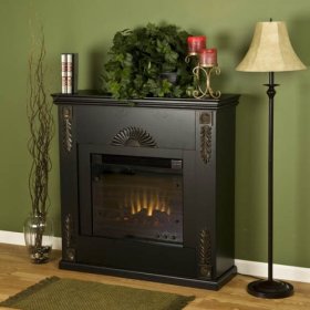 Taylor Black Electric Fireplace - (Black)