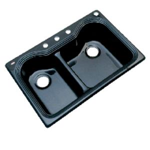 Thermocast Breckenridge 33 In. x 22 In. x 9 In. Gloss Black Cast Acrylic Kitchen Sink 4 Hole