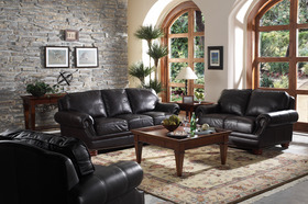 Dark Brown Quality Leather Living Room Set