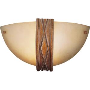Hampton Bay 1 Light Sconce in Aged Pecan with Excavation Glass