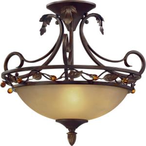 Hampton Bay Cristobal Collection Royal Mahogany 3-light Semi-flushmount