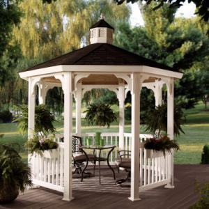 HomePlace Structures Amish Original 10 Ft. Maintenance Free Vinyl Gazebo With 2 Flower Boxes