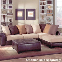 Bi-Cast/Suede Combination Chaise Sectional - Mocha