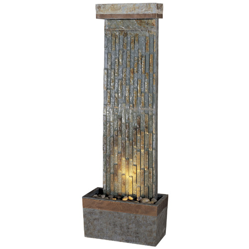 Tacora Vertical Floor Fountain Nat Slate w/Copper