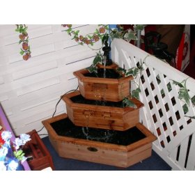 Three Tier Wooden Corner Fountain Red