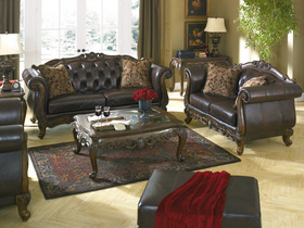 Tufted European Leather Furniture Sofa Set