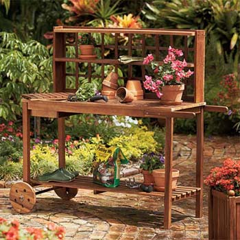 Acacia Wood Utility Cart