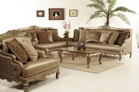 Antique Gold Hand Carved Elegant Traditional Sofa Loveseat Chair