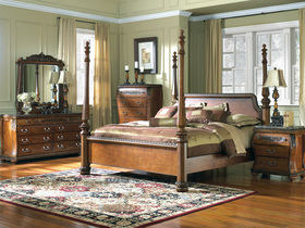 Beautiful Cherry Stained Post Bed Bedroom Collection Set