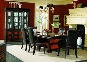 Birch Black and Cherry Two-Toned Formal Dining Room Table Set