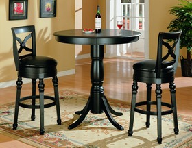 Black Hardwood Bar Table and Barstool Dinette Set